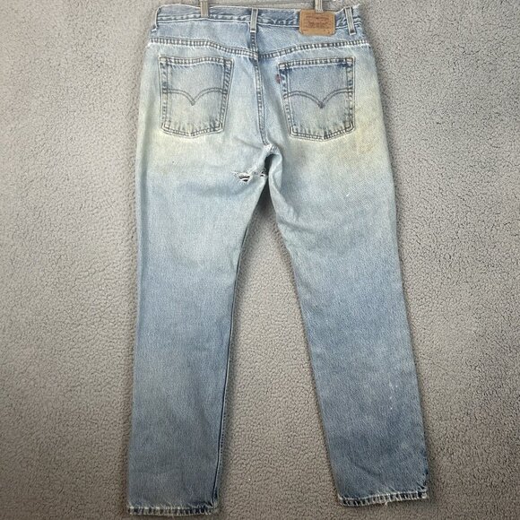 VTG Women’s 505 Denim Lower Rise Straight Leg Size 12 MIS 33x30 Distressed Jeans - Picture 1 of 8